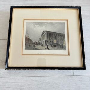 Vintage Framed Engraving Print Birmingham United Kingdom Town Hall H. Warren